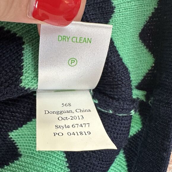 Lilly Pulitzer Chevron Merino Wool Shift Sweater Dress Navy Green Small - Picture 10 of 10